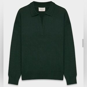 Aritzia Wilfred dark green XS 100% wool polo sweater